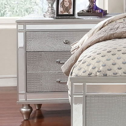 Contemporary Nightstand With Crocodile Textured Trim