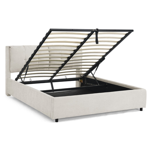 Storage Upholstered Hydraulic Platform Bed With Integrated Headboard