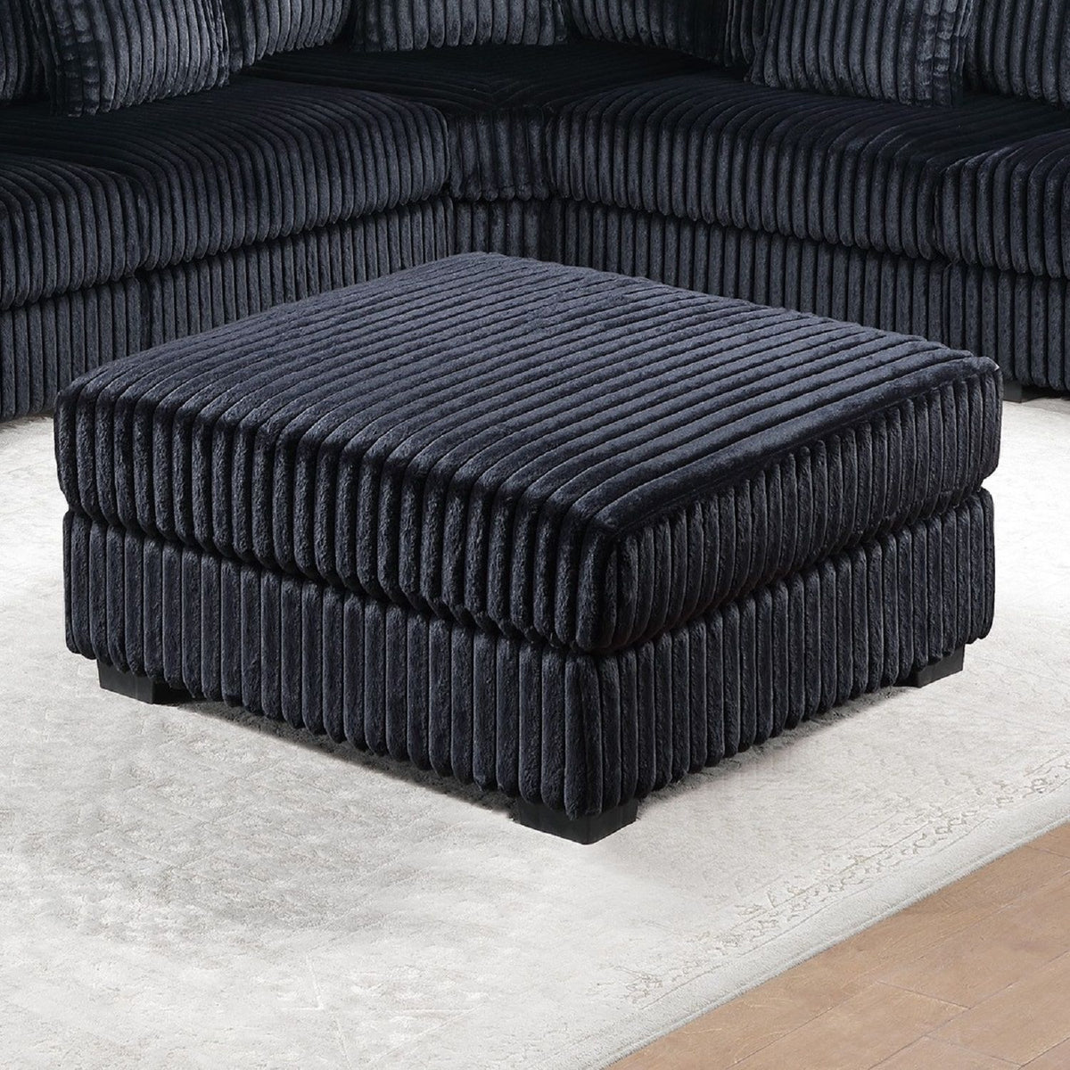 Soft Upholstered Ottoman - Black
