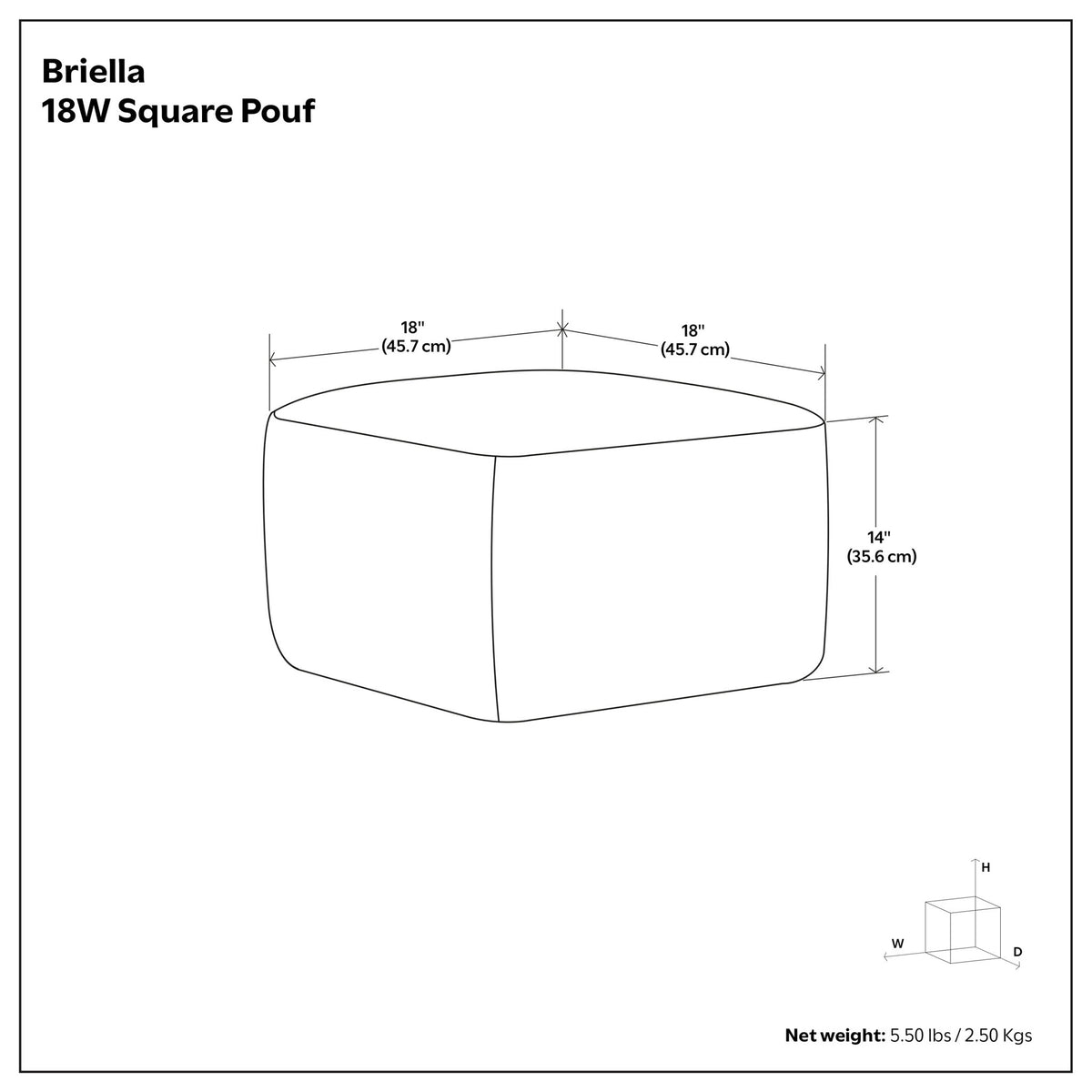 Briella - Square Woven Outdoor / Indoor Pouf - Gray