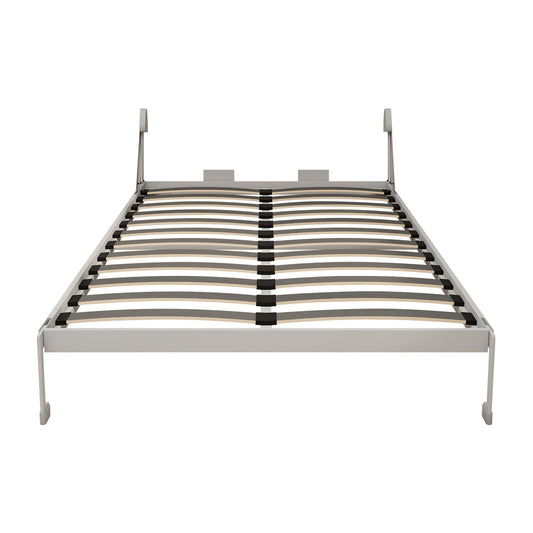 Queen Size Vertical Murphy Wall Cabinet Folding Bed With Automatic Legs - Gray