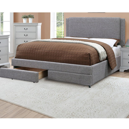 Contemporary Upholstered Bed With Storage Drawers