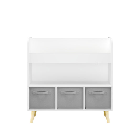 Bookshelf With 3 Bins, Storage Shelf For Toys And Books
