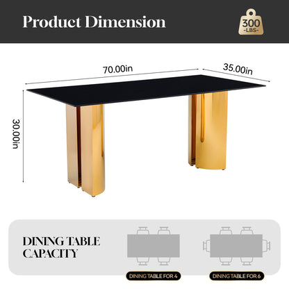 Rectangular Dining Table - Gold / Black