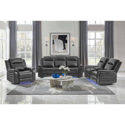 Ian - Power Recliner With Welt And LED Lighting - Charcoal