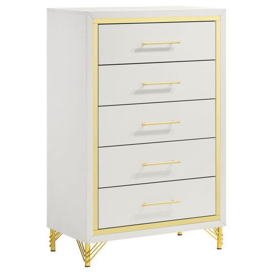 Chesney - 5 Drawer Chest With Trim - White