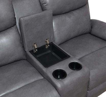 U185 - Motion Sofa With Drop Down Table - Gray