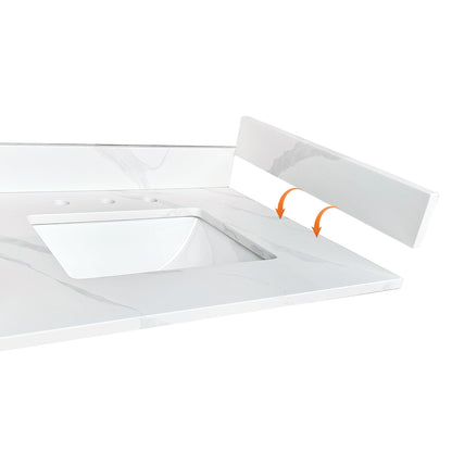 Side Splash With Backsplash For Bathroom Vanity Top - White
