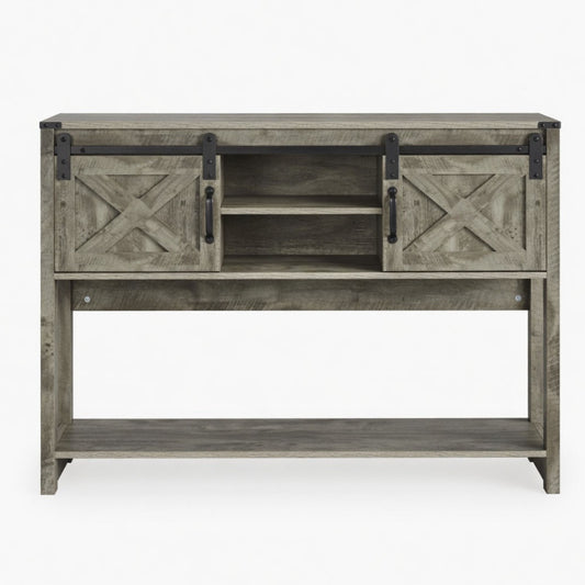 Farmhouse Entryway Table With Sliding Barn Door