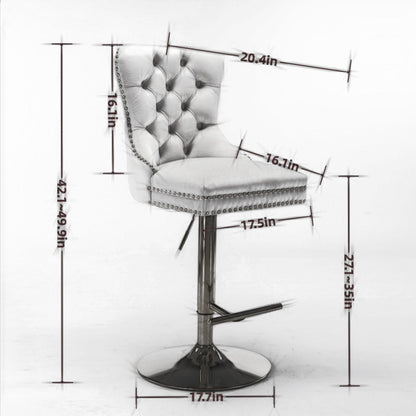 Thick Swivel Barstools Adjusatble Seat Height From 25-33", Modern Upholstered Bar Stools With Backs Comfortable Tufted For Home Pub And Kitchen Island (Set of 2)