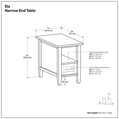 Ela - Narrow End Table - Brown