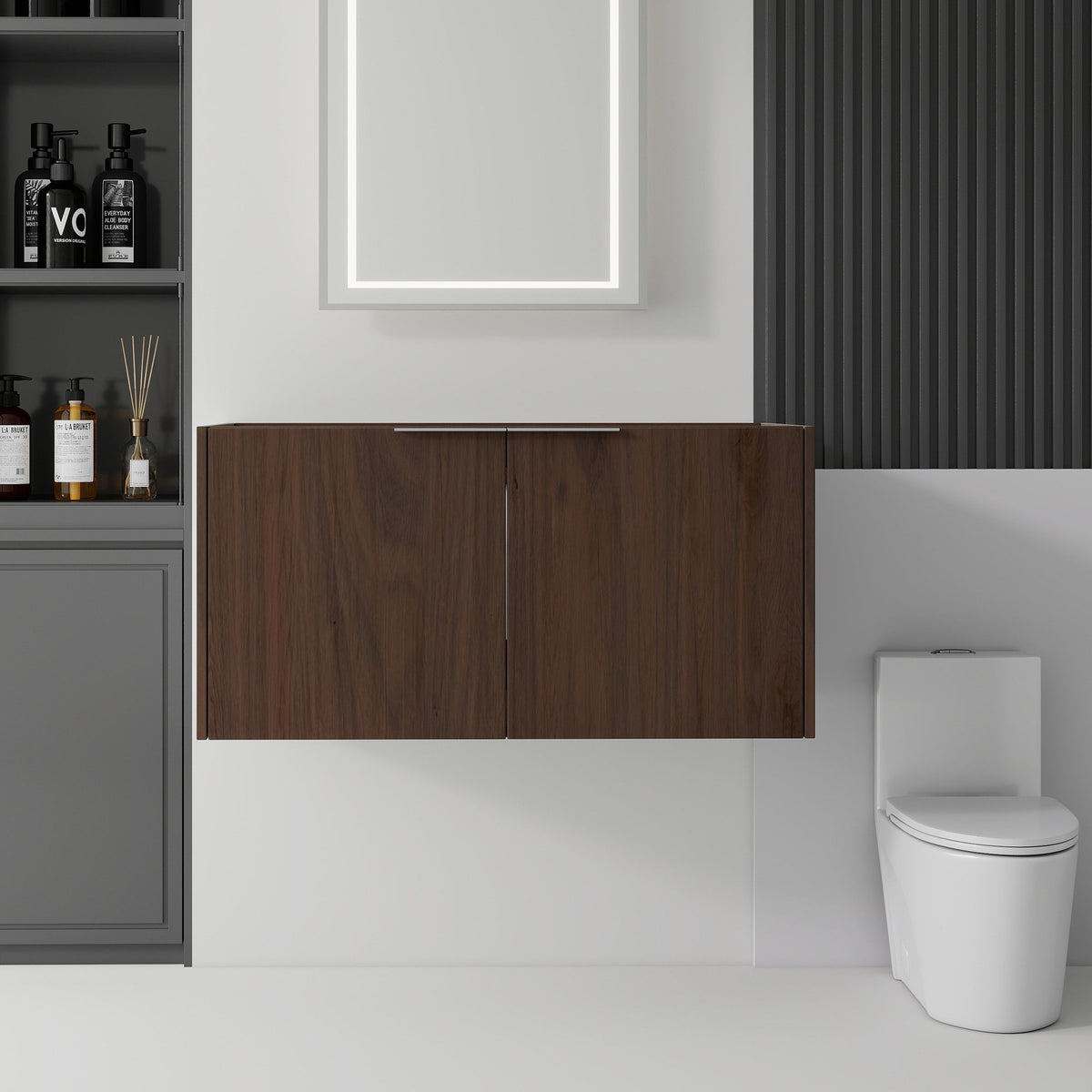Floating Bathroom Vanity Cabinet With Soft Close Double Doors, Spacious Interior Storage, Wall Mounted, Cabinet Only
