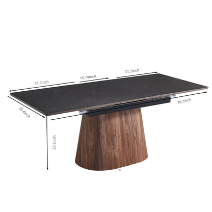 Extendable Dining Table With Cone Base - Brown / Black