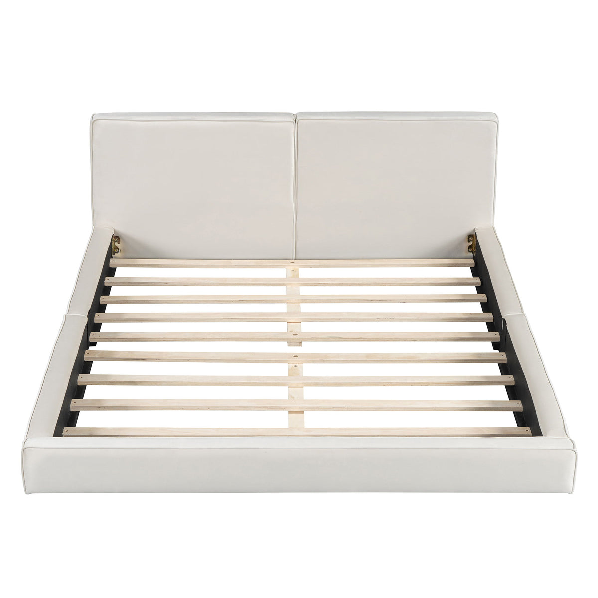Upholstered Platform Bed, Grounded Bed With Solid Frame