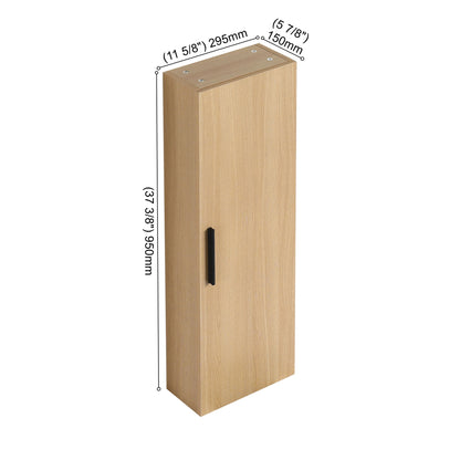 Tall Floating Bathroom Side Cabinet, Wall Mounted Single Door Storage - Light Oak