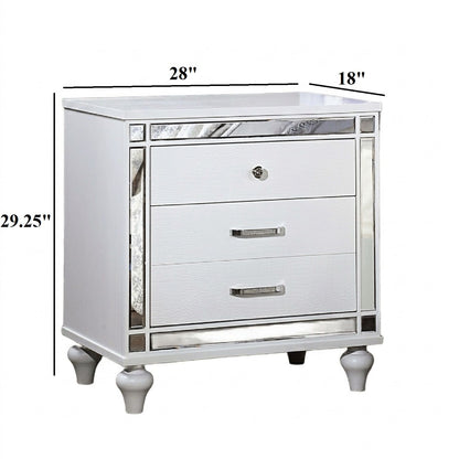 Contemporary Nightstand With Crocodile Textured Trim
