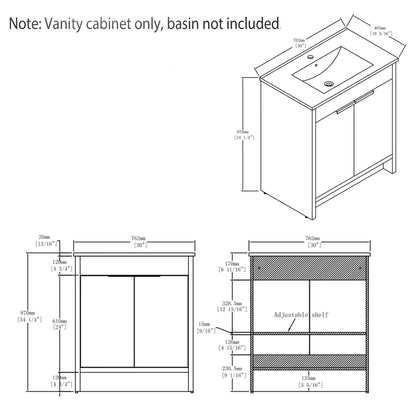 Freestanding Bathroom Vanity Cabinet With Soft Close Doors, Cabinet Only