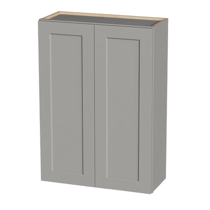 Shaker Wall Cabinet, Soft Close Doors, Adjustable Shelves, Double Door Storage - Gray