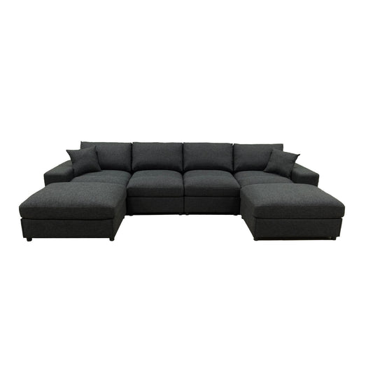Sectional Sofa With 2 Ottomans And Toss Pillows