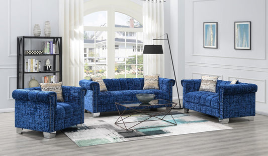 U230 - Dark Crushed Velvet Sofa - Blue