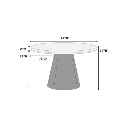 Round Dining Table With Cone Shaped Base - Black