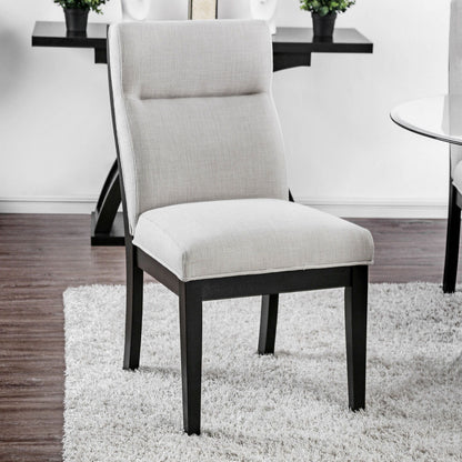 2 Tone Chairs With Tapered Legs (Set of 2) - Beige / Black / Black