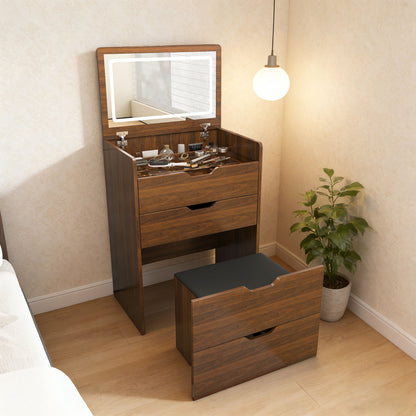 Vanity Desk With Lighted Mirror & Stool