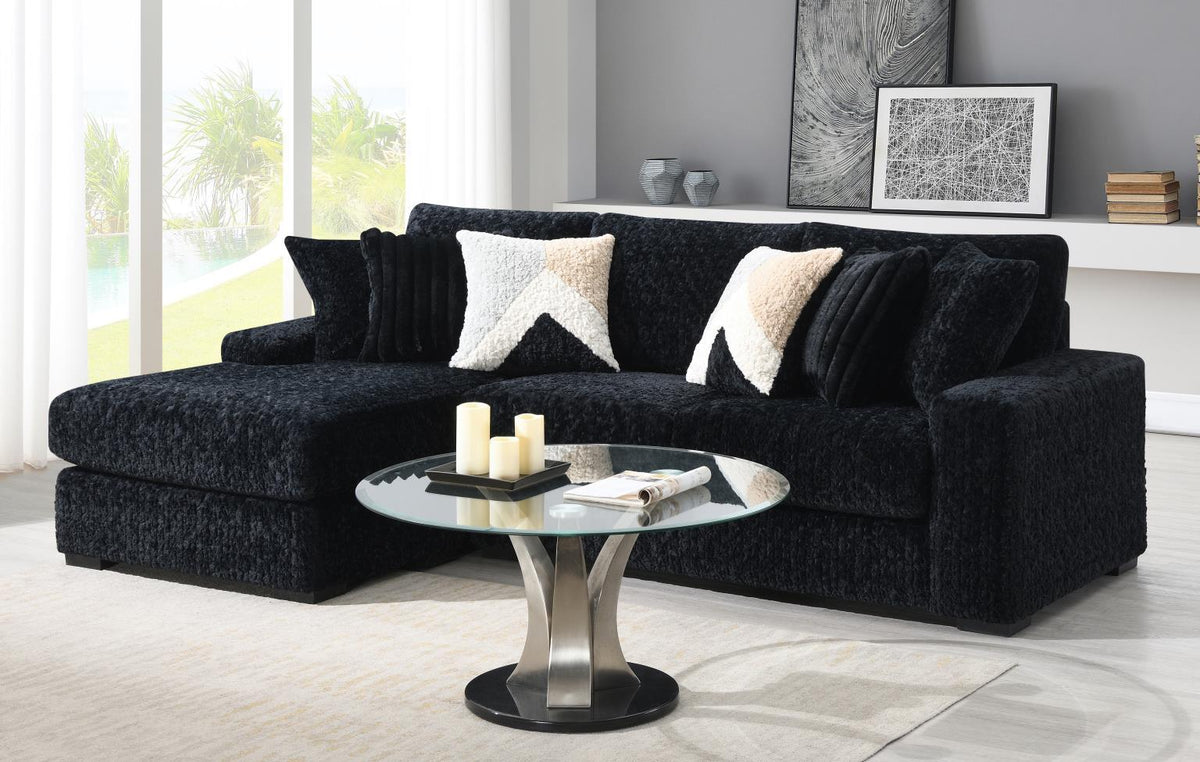 U281 - 6 Piece Sectional With Right Chaise (1 LAF + 1 Wedge + 2 Armless Chair + 1 Console + 1 RAF Chaise) - Black