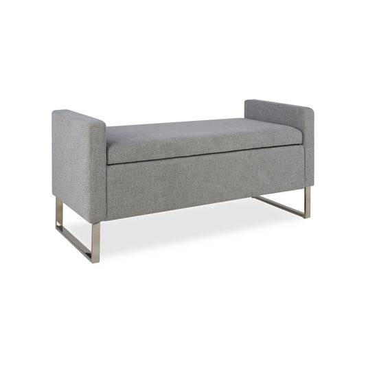Upholstered Ottoman Bench With Storage - Dark Gray