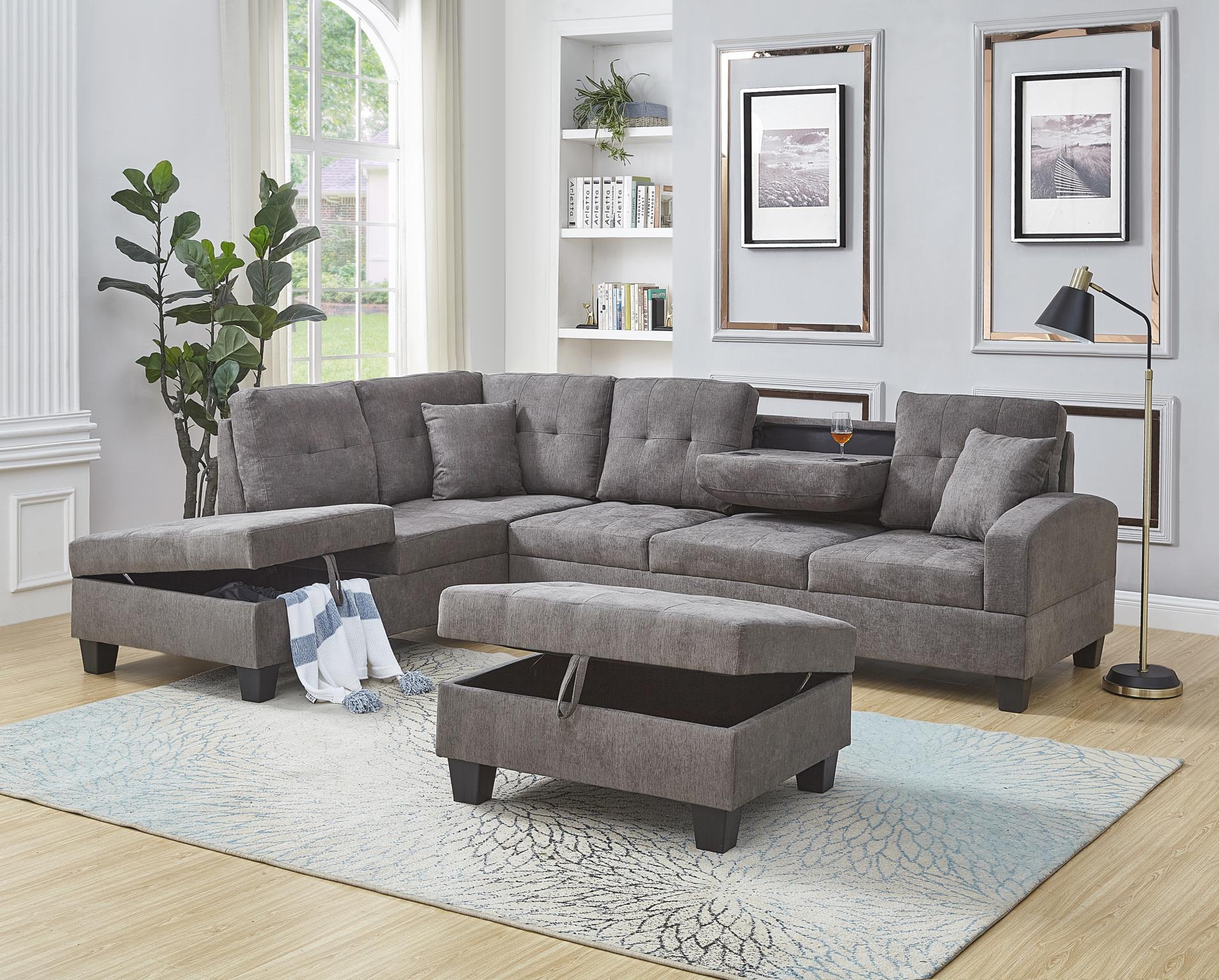 Gray Fabric Ottoman - U350-O